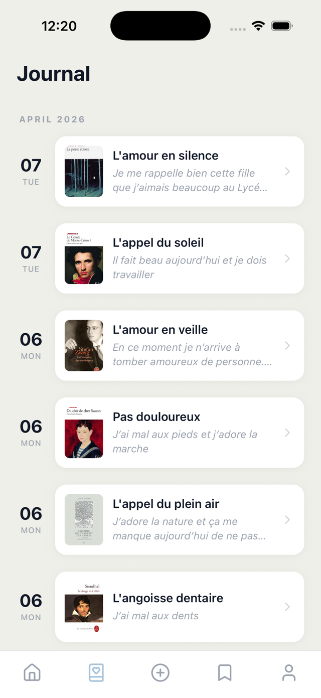 Balms journal screen